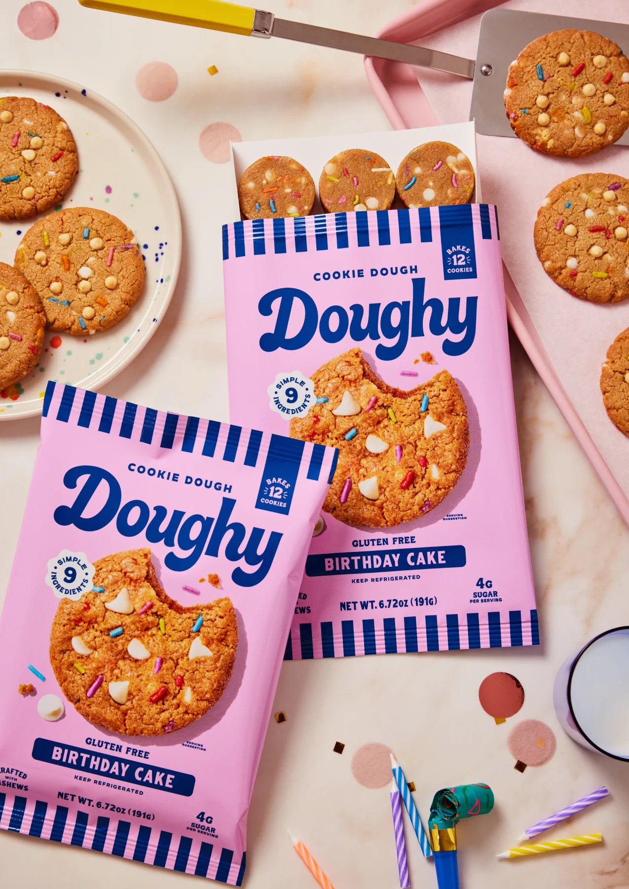 Birthday cake flat packs with cookies