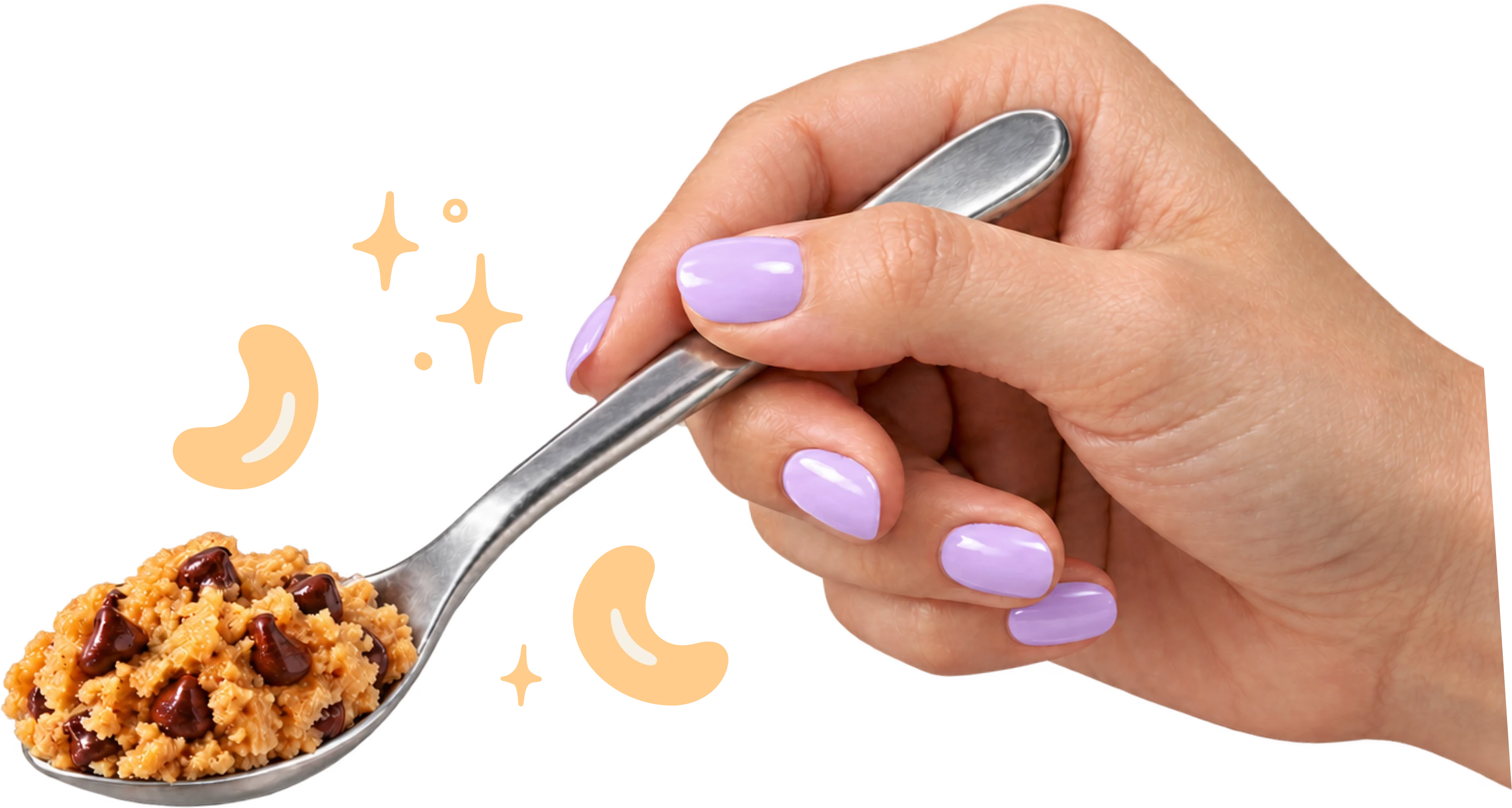 A spoonful of chocolate chip cookie dough